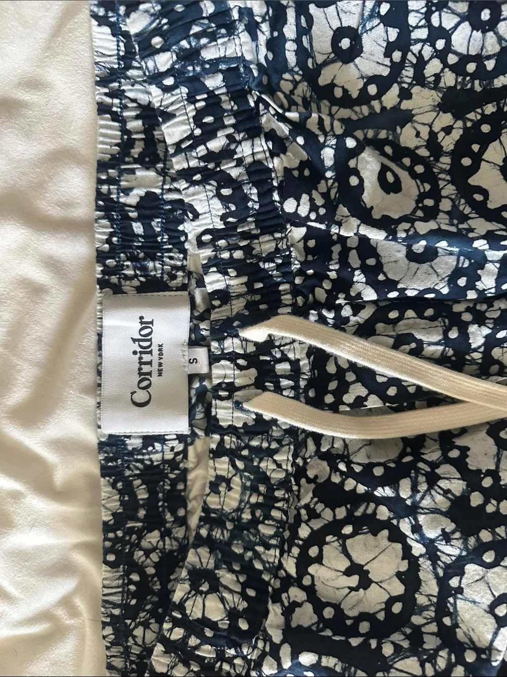 Corridor NYC Drawstring Shorts Mens Unisex Size S Blue Navy Cotton Drawcord NEW